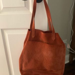 Madewell Medium corduroy leather transport tote